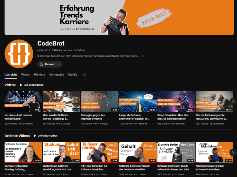CodeBrot Youtube Kanal Screenshot